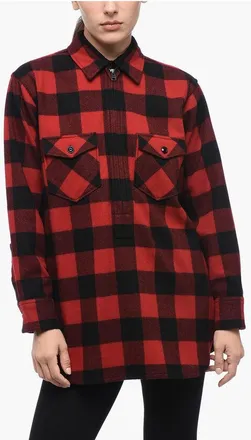 Woolrich Half-Zipped Shirt with Check Motif size M