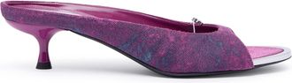 Diesel D-Diams-Low denim mule with floating Oval D - Moccasins and Mules - Woman - Violet