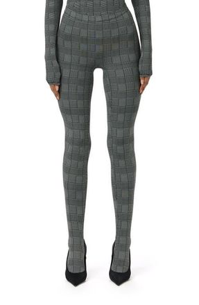 Naked Wardrobe Print Toe Leggings in Houndstooth Plaid at Nordstrom, Size X-Small