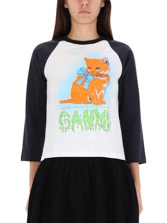 Ganni Cropped Kitty T Shirt