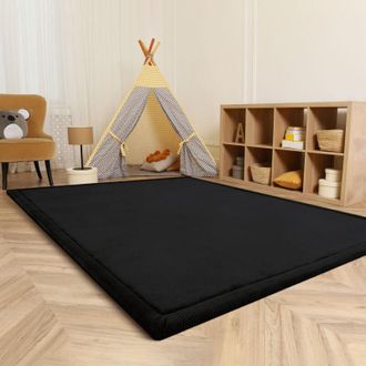 Paco Home Paco Home - Alfombra De Habitacion Bebe Infantil Ni&ntilde;a Ni&ntilde;o De Juego Suave Antideslizante Negro, &Oslash; 160 Cm Redon
