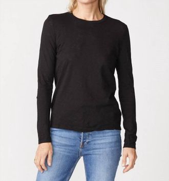 Stateside Supima Slub Jersey Long Sleeve Top In Black