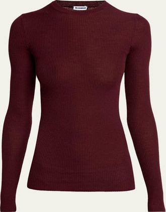 Jil Sander Ribbed Wool Crewneck Sweater