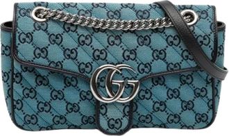 Gucci Pre-owned Shoulder Bags, female, Blue, Size: ONE SIZE Pre-owned Canvas Shoulder Bag