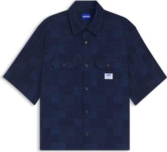 HUGO BOSS Oversized-fit shirt with check pattern