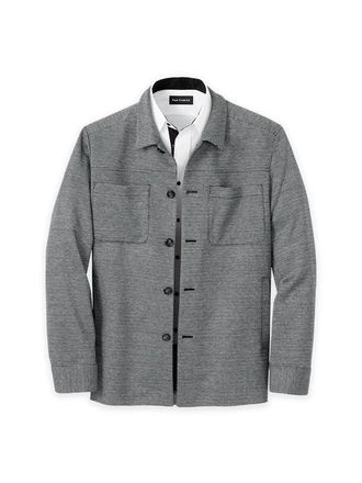 Paul Fredrick Herringbone Shirt Jacket in Black at Nordstrom, Size Xx-Large