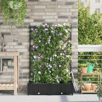 Berkfield Home Garden Planters with Water Irrigation System 2 pcs Black