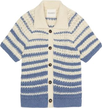 Closed Closed, Cardigans, female, Blue, Size: 2XS Striped Polo-Collar Cardigan