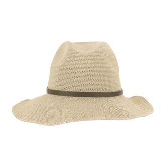 Catarzi Hats, female, Beige, Size: 56 CM Paper Hat with Leather Strap Charm