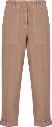 PESERICO Relaxed Fit Antique Pink Trousers With Cuffed Hems