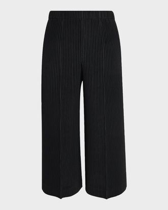 Homme Pliss&eacute; Issey Miyake Men & apos;s Pleats Cropped Wide-Leg Trousers