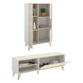 Dmora Conjunto De Muebles De Sala Sutter, Cajones, Modular, 5 Estantes, Roble Marr&oacute;n