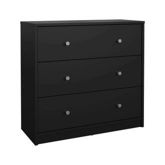 Dmora C&oacute;moda Dmora De Tres Cajones, Color Negro, 72,4 X 68,3 X 30,1 Cm, Con Embalaje Reforzado