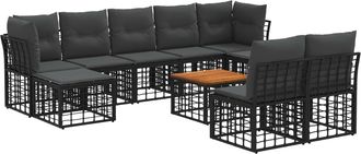 vidaXL Conjunto De Sof&aacute;s De Exterior 10 Uds. Negro Y Gris Oscuro Vidaxl