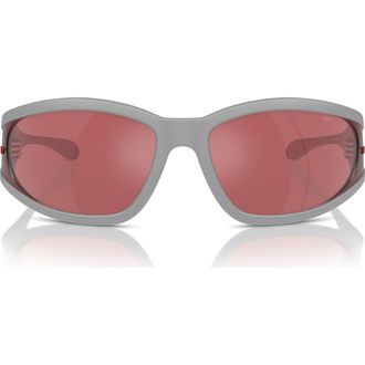 Diesel 65mm Oversize Pillow Sunglasses in Matte Grey/Red Hiper Mirror at Nordstrom