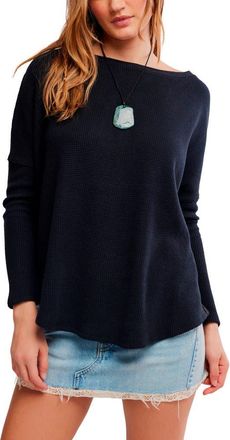 Free People Latte Blue Oversize Thermal Top in Black at Nordstrom, Size X-Large