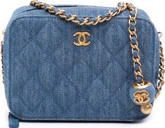 Chanel Pre-owned Womens Quilted Denim Chain Handbag - Blue Textile - One Size