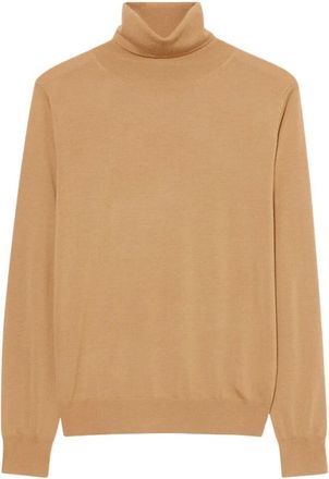 Brooks Brothers Merinowol Coltrui - Dames - Coltruien - Bruin - M - Wol - Truien & Vesten