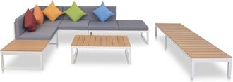 vidaXL Set De Muebles De Jard&iacute;n 5 Piezas Y Cojines Aluminio Y Wpc Vidaxl