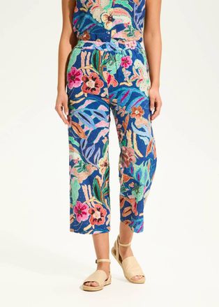 FDJ Emmy Eyelet Pull-On Crop Wide Leg Pant In Pop Camo Floral