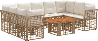 vidaXL Conjunto De Sof&aacute;s De Jard&iacute;n 10 Uds. Natural Y Crema Vidaxl