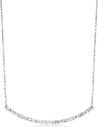 RS Pure by Ross-Simons Diamond Curved Bar Necklace in Sterling Silver