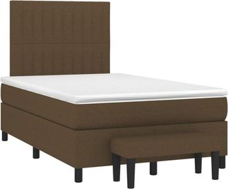 vidaXL Vidaxl - Cama Box Spring Con Colch&oacute;n Tela Marr&oacute;n Oscuro 120x200 Cm