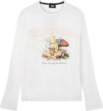 GCDS Tops - Dames - Longsleeves - Wit - S - Wol - Tops