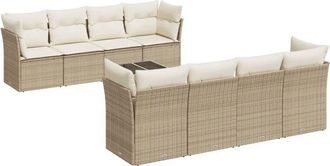 vidaXL Set De Sof&aacute;s De Jard&iacute;n 9 Pzas Con Cojines Rat&aacute;n Sint&eacute;tico Beige Vidaxl