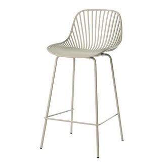 Koketto Home Taburete bajo de polipropileno color menta y patas metalicas