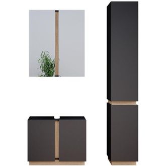 Vicco Set di mobili da bagno Gloria, Antracite, 3 parti, con colonna
