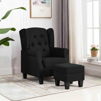 vidaXL Vidaxl - Sill&oacute;n Con Reposapi&eacute;s De Tela Negro