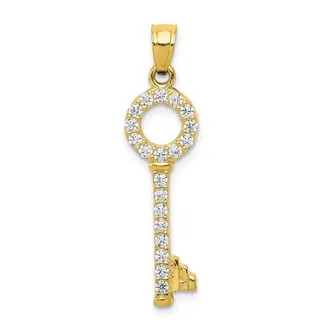 Diamond2Deal 10k Yellow Gold Cubic Zirconia Key Pendant