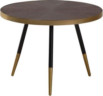 Beliani Mesa De Centro Moderna 3 Patas Redonda Efecto M&aacute;rmol Base Dorada &Oslash; 61 Cm Madera De Fresno Oscuro Ramona