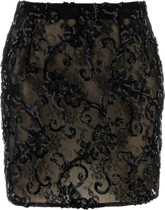 Alessandra Rich Black Lace Mini Skirt