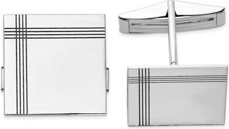 Diamond2Deal 14K White Gold Square Line Design Mens Cuff Links