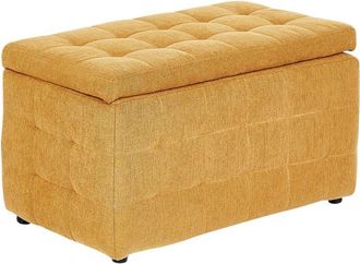 Beliani Otomana Con Almacenaje Moderno Acolchado Banco De Dormitorio De Tela Amarillo Michigan