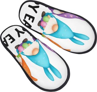 Generic Fluffy Slippers Happy Easter Gnomes Pattern Fuzzy Slippers Flat Unisex House Shoes For Guest Bedroom Indoor L