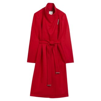 Ted Baker Rose Midi Length Belted Wool Red Wrap Coat