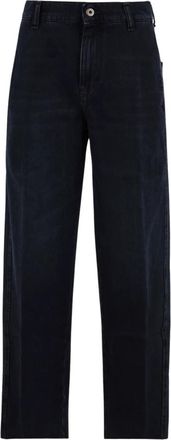 SOLOTRE Jeans met rafelrand - Dames - Jeans - Blauw - Maat: L Katoen