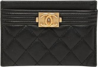 Chanel Pre-owned Quilted Card Holder - Dames - Vintage Accessoires - Zwart - ONE Size - Leer - Vintage