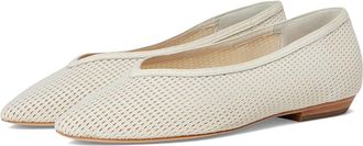 Veronica Beard Bancroft Mesh Ballerina/Skimmer Shoes Womens Flat Shoes Ecru : 8.5 M, Leather