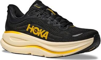 Hoka One One Bondi 9 Running Shoe in Carbon Black /Yellow Gold at Nordstrom, Size 11.5