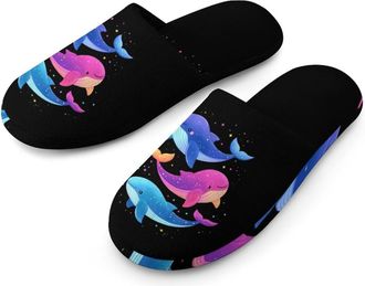 Generic Whale Shark Cotton Slippers for Men Memory Foam House Slippers Soft Anti-skid Sole Indoor Outdoor Shoes
