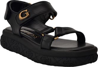 Guess Lanara Ankle Strap Platform Sandal in Black at Nordstrom, Size 7.5