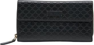 Gucci Black Leather Long Wallet (Bi-Fold) (Pre-Owned)