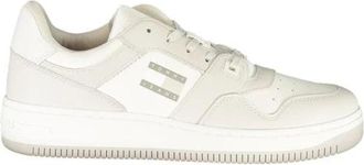 Tommy Hilfiger Witte Polyester Low-Top Sneakers - Heren - Sneakers - Wit - 45 EU - Polyester - Schoenen