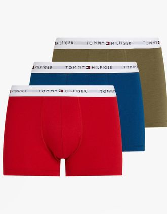 Tommy Hilfiger Mens Tommy Hilfiger 3 Pack Mens Logo Waistband Trunks Multicoloured - Size: 32/30/31