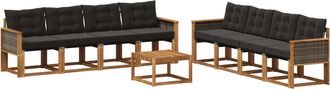 vidaXL Conjunto De Sof&aacute;s De Exterior 9 Uds. Natural Y Negro Vidaxl