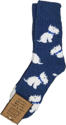Generic Jess & Lou Womens Westie Dogs 4-7 Cosy Socks 1 Pair (Blue)